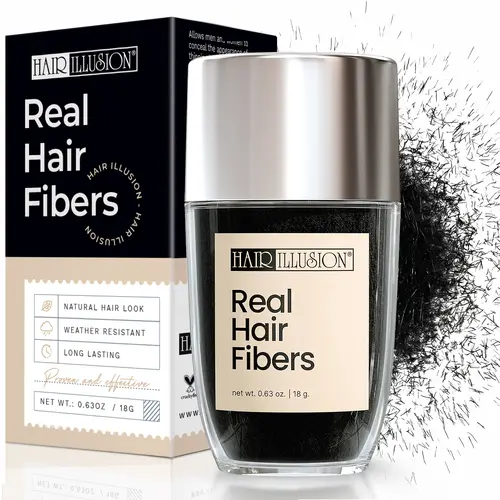 Hair Illusion Real Hair Fibers Conceal Thinning, Bald, Beards. Hairline. Edge Enhancements Non Synthetic Natural-Looking Coverage Blend Sensitive