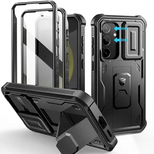 Dexnor for Samsung Galaxy S24 Ultra/S24 Plus/S24/S24 FE Case with Built-in Slide Camera Cover & Screen Protector & Kickstand, Shockproof Rugged Case Full-Body Bumper Protective Cover for Galaxy S24 Plus (2024)