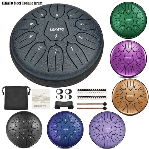 LEKATO Alloy Steel Tongue Drum - 6in 8-Note/11-Note Handpan Rain Drum Percussion Instrument, Brand Guarantee, Free Shipping, Pure Tone for Yoga Sessions & Stress Relief, Beginner Musical Education Gift