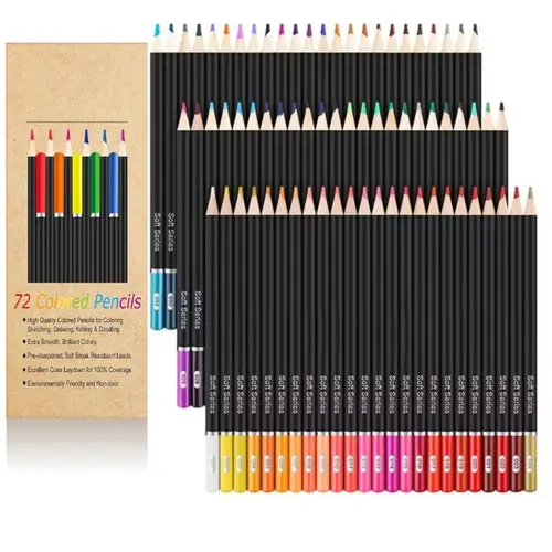 72-Color Soft Core Colored Pencils Organized Kit - Artist Sketching Pencils, Smooth Coloring Art Supplies, Wonderful Gift for Artists & Kids