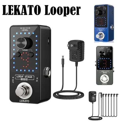 LEKATO Looper Electric Guitar Effects Pedal - 9 Loops, 40-Min Record Time, Tuning Function, USB Cable Included, 9V Power Supply Optional, Electric Bass Compatible, Gift for Guitarists Songwriters