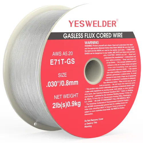 YesWelder E71T-GS Gasless Flux Core Welding Wire, 2LB Spool, .030"/.035" Diameter Self-Shielded Mild Carbon Steel MIG Welding Accessories