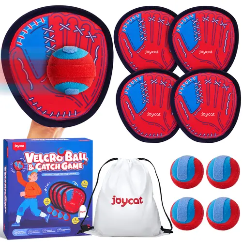 JOYCAT Velcro Ball and Catch Game, 4-Paddle Sticky Set with Soft Ball Design, Backyard Baseball Toy for Kids Outdoor Play, Family Sports Easter Basket Stuffer Gift for Ages 3-12