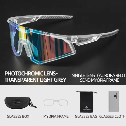 ROCKBROS Photochromic Polarized Biking Sunglasses - UV400, Windproof, Dazzle Color Real Film Lenses, Polycarbonate, Scratch Resistant, Stylish, Protective Gear, Bike Accessories for Cycling, Running, Men