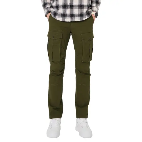 Men's Slim Fit Cargo Pants, Casual Everyday Style with Multiple Pockets Cargo Pants Beige Menswear Spandex Cotton