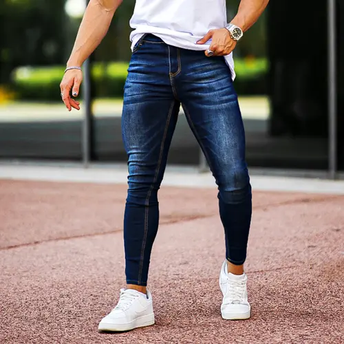 GINGTTO Men's Skinny Stretchy Comfy Elastic Waist Denim Jeans, Menswear Slim Fit Casual Trouser Pants
