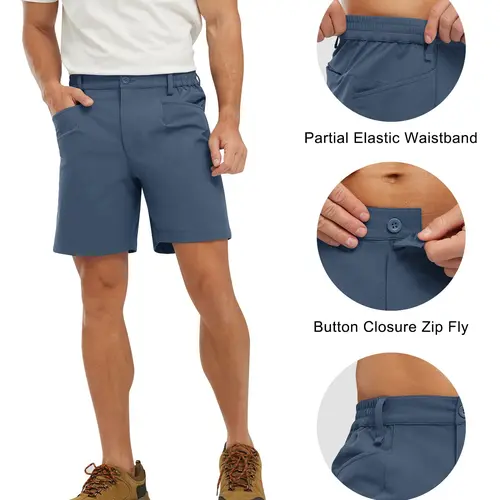 【CLEARANCE】GOPUNE Men's Golf Shorts 7 Inch Dry Fit Lightweight Stretch Casual Flat Front Dress Work Shorts with Elastic Waist Golf Black Shorts   Quick-Dry  Pants #dealsforyoudays