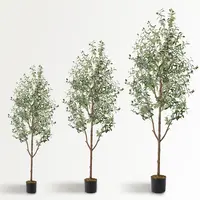 Artificial Olive Tree 7Ft/6Ft/5Ft Tall Faux Silk Plant for Home Office Decor Indoor Fake Potted Tree with Natural Wood Trunk and Lifelike Fruits Decorative Ornaments Wooden