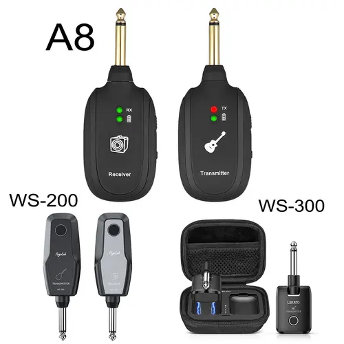 【Discount】LEKATO Wireless Guitar Transmitter Receiver Set - 4-Channel Rechargeable, Audio Response Gear with Long Working Time, Transmission Range, Automatic Tuner - Fathersdaygift for Music Lovers (Guitars & Gear Accessories)