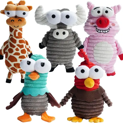 Nocciola 5-Piece Entire Barnyard Interactive Chew Dog Toys, Squeaky, Durable, Stimulating Plush Toys for Small to Large Dogs, Christmas Gift #backtoschool #sohochic