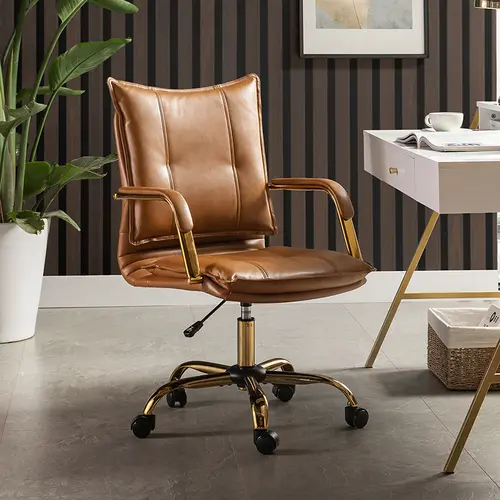 HULALA HOME Michele Modern Office Chair with Arms Height-adjustable Tufted Back Lumbar Support for Living Room & Office