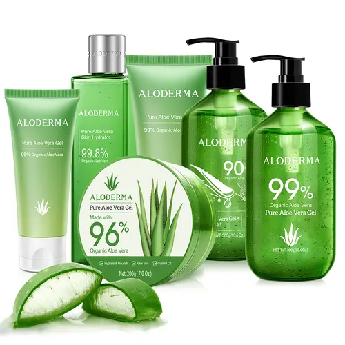 Aloderma Pure Organic Vegan Cruelty-Free Eco-Friendly Aloe Vera Gel with Tea Tree - Made Within 12 Hours of Harvest for Max Bioactivity, Gentle Rejuvenating Acne Care Hydrator for Face & After-Sun Skin Lock-In Moisture