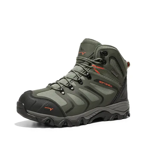 [Armadillo Series] Male Solid Trekking Men's Hiking Shoes, Waterproof Lace-Up Outdoor Footwear with Laces & Toe-Cap Rock Guard for Walking & Hiking