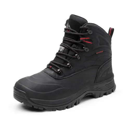 NORTIV 8 Men's Snow Boots, Waterproof Leather Ankle Footwear for Winter Hiking with Slip-Resistant Rubber Sole and Soft Lining, Footwear Boot, Waterproof Ankle Boot,shoes for back to school,back to school shoes