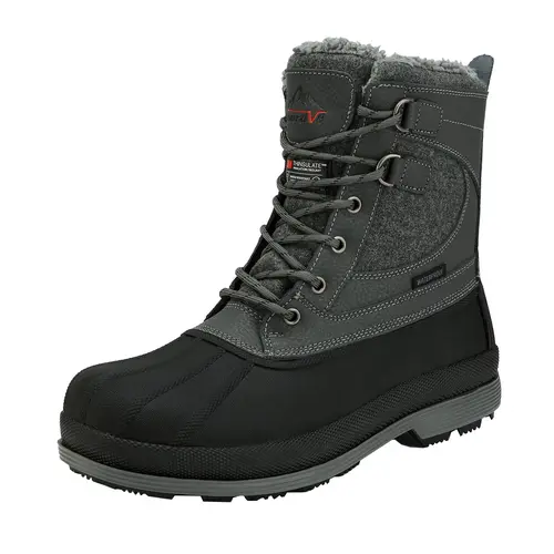 NORTIV 8 Men's Leather Mid-Height Seam-Sealed Snow Boots - Waterproof, Insulated Closed Shoe, -25°F Rating, Anti-Slip Synthetic Rubber Outsole for Winter Outdoor Wear