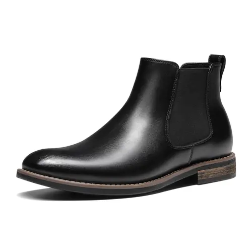BRUNO MARC Men's Pull-On Chelsea Boots - Vegan Synthetic Leather Ankle Boots with PU Upper, Wooden Grain, Flexible, Crease-Resistant, Lightweight Cushioning, Secure Footing, Medium Heel, Round Toe, TPR/EVA Outsole, Smart Casual Work-Ready Footwear