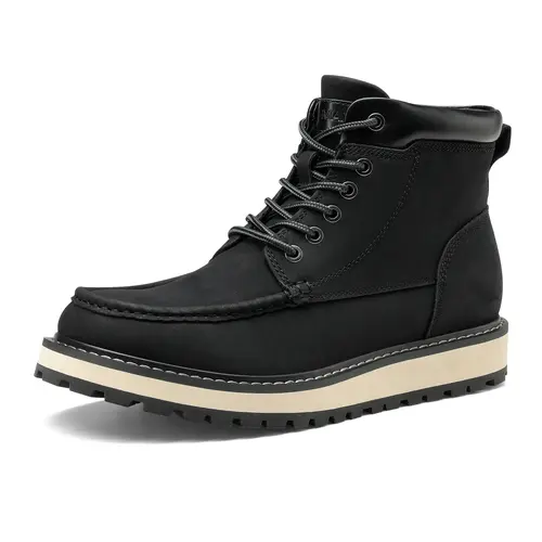 Bruno Marc Men's Moc Toe Leather Fashion Guys Boot - Casual Footwear with Rubber Sole, Summer Vibes Shoes