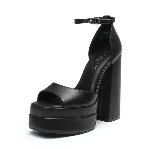 Dream Pairs Women's Fashion Platform Heeled Sandals - Elegant Stylish Footwear with Non-Slip Outsole, Chunky Block Heel, Ankle Strap, Open Square Toe, Dressy Shoe Design
