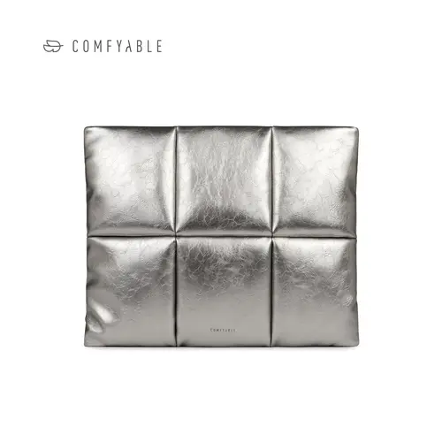 COMFYABLE Puffy Laptop Sleeve 13-16 Inch, Silver Puffer Laptop Carrying Case, Pillow Cover Compatible with MacBook Air/Pro/Neo, Back to School