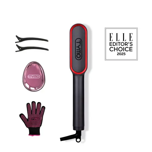 TYMO RING PLUS Ionic 2X Thermal Brush - Titanium-Coated Hair Straightener Comb, 9 Temp Settings, LED Display, 20s Fast Heat, Dual Voltage, Gift-Ready Smoothing Bundle, Salon Results, Travel Hair Tool