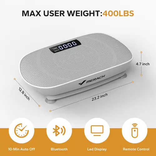【Live Link only】Merach Vibration Plate Exercise Machine, Compact Design with Lymphatic Drainage, High Frequency for Low Impact Full Body Workout, 400Lbs Capacity Home Gym Workout Equipment Home Gym Equipment BackToSchool