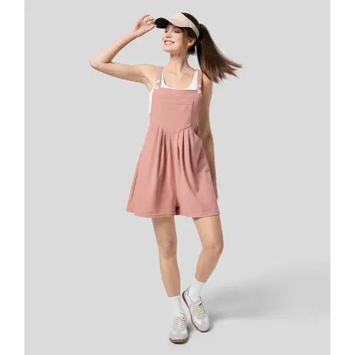 Halara Women's Casual Waffle Overalls with Adjustable Strap Button, Multiple Pockets & Plicated Design #BackToSchool