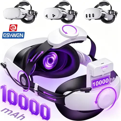 ESYWEN Head Strap for Oculus Quest 2 & 3 &3S Accessories,with 7500mAh/10000mAh Rechargeable Battery, VR Accessories Adjustable Elite Strap for Oculus Quest 2 & 3 VR Headset,back to school,back to school haul
