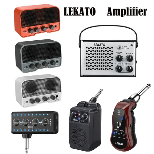 [Limited Time Deal] LEKATO Portable Bluetooth Guitar Amp, 5W/10W Mini Rechargeable Clean Distortion Gain Control Adjustable Electric Guitar Amplifier, Wireless Audio for Smartphone, USB Travel Indoor Practice, Music Lover Relax Beginner Gift #backtoschool