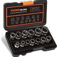 【DealsForYou】 THINKWORK Bolt Extractor Tool Set, 13+1 Counts Impact & Nut Remover Stripped Lug Remover, Drive Rounded Bolt Remover for Removing Damaged, Frozen Universal Impact impact bolt Socket Wrench Set