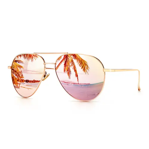 SUNGAIT Women's Oversized Aviator Sunglasses, Trendy Casual Shades with Rose Gold Metal Frame, Polarized Mirrored Lens with UV400 Protection 60mm, Trendy Casual Sunglasses, Casual Wear