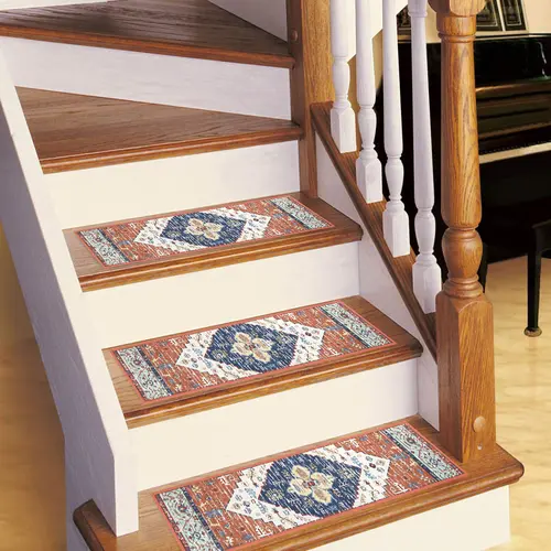 [Summer Sale Deals] HEBE Non Slip Chenille Stair Runner Rug for Wooden Steps, 8"x30" Indoor Reusable Soft Machine Washable Home Accessory, Anti Slip Adhesive Aesthetic Room Decor Mat for Pets