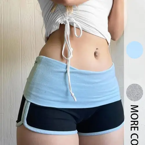 Women's Colorblock Drop Waist Dolphin Shorts, Casual Comfy Medium Shorts for Daily Outdoor Wear, Ladies Bottoms for Summer
