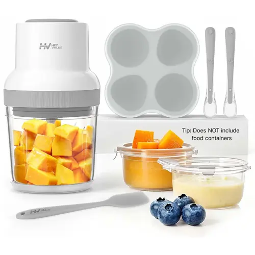 #SummerVibes Baby Food Maker, HEYVALUE 13-in-1 Food Processor Set, Fruit, Vegatable, Meat, Baby Puree Blender with Baby Containers, Food Freezer Tray, Silicone Spoons, Spatula,Food-grade Material