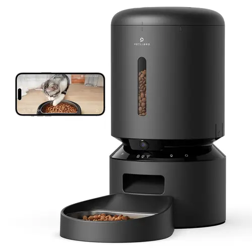 PETLIBRO Automatic Cat Feeder with Camera,1080P HD video, night vision, 5G Wi-Fi, 2-way audio, food sensor,motion alerts for pets