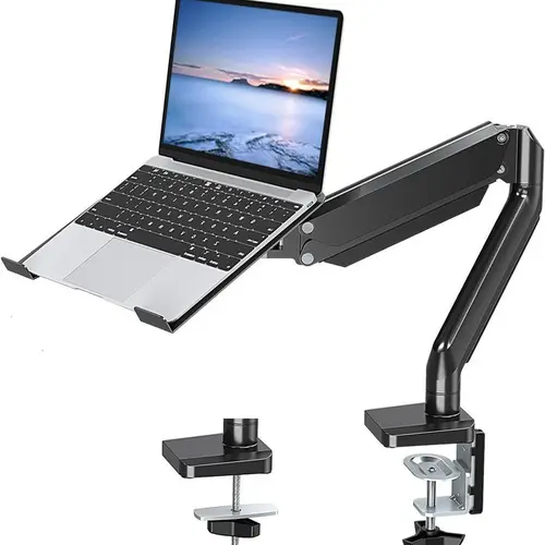 MOUNTUP Ergonomic Laptop Arm Mount Desk Stand (MU4007) – 13-17in, 3.3-17.6lbs Capacity, Controllable Angle, Adjustable Gas Spring, Clamp/Grommet Base, Fully Adjustable Tray, Single Notebook Holder, Ergonomic Laptop Stand, Controllable Angle Laptop Stands