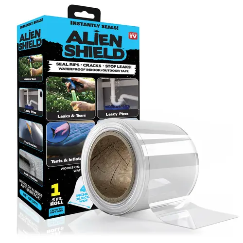 Alien Shield Sealing Tape - Waterproof Transparent Repair Tape, Adhesive Strips, Patch Tape to Repair Tears, Cracks, and Leaks, 4 Inches Wide As Seen On TV flex tape