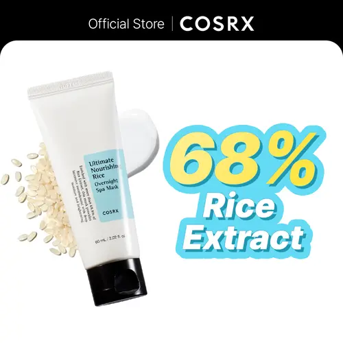 [COSRX Official] Ultimate Nourishing Rice Overnight Spa Mask, Hydrating & Brightening Face Treatment with 68% Rice Extract & Niacinamide for Glowing Skin, 60ml, Hydrating Mask, Moisturizing Mask,  Deep Moisture Mask Boost Up Mask Rejuvenating Face Mask