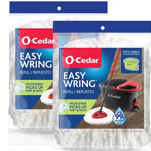 O-Cedar EasyWring Spin Mop Head Replacements, 2-Pack, Machine Washable | Reusable | Microfiber Refill | Floor Cleaning
