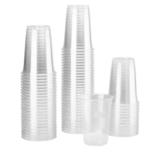 [300-2,500 pcs] Karat PET Disposable Plastic Cold Cups, 3/7/8/9/10/12/16/20/24/32oz
