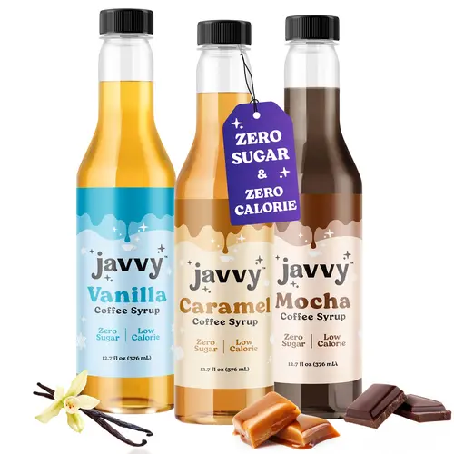 Javvy Coffee Syrup - 0 Sugar, 0 Calorie Sweet Flavored Liquid Syrup for Drinks, Syrups For Drinks