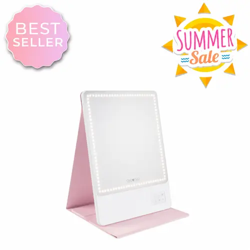 RIKI SKINNY ECO Glam On-the-Glow Makeup Mirror Set with LED Light and Flip Case