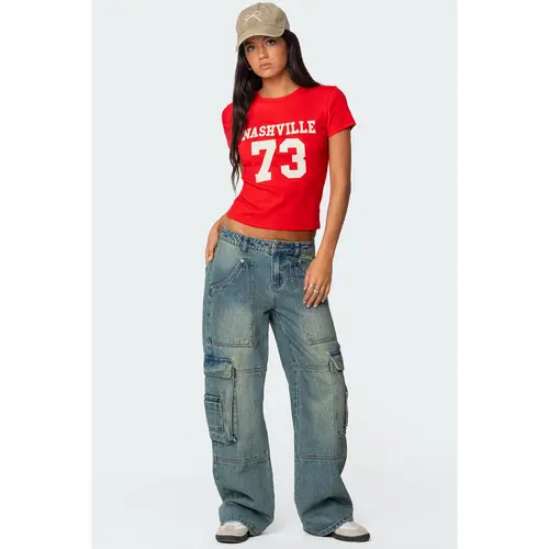 Westie Washed Low Rise Baggy Cargo Jeans