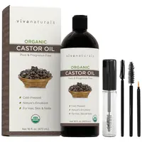 Viva Naturals Cold-pressed Organic Castor Oil, 16 fl oz - Castor Oil for Face, Castor Oil for Eyelashes, Traditional Eyebrow Serum, Castor Oil for Hair - Certified Organic & Non-GMO