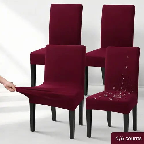 4–12pcs Small Size Elastic Chair Covers, Stretch Slipcovers for Dining Chairs, All-Season Spandex Seat Protectors, Splash-Proof for Kitchen, Dining Room and Living Room, Fitted Chair Slipcovers