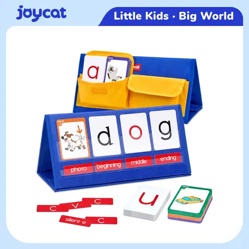 Durable WB Word Building Desktop Pocket Chart Tent Kit - Kindergarten Classroom & Classroom Kids Language Educational Toy with CVC/CVCC/CCVC Words, Phonics Games, Blending Spelling Board, Letter & Flashcards for Alphabet Learning (Ages 4-12), Vocabulary F
