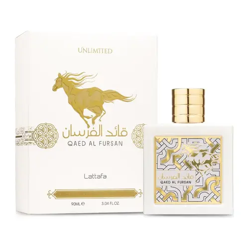 Lattafa Qaed Al Fursan Unlimited Eau de Parfum - 3.04 oz Unisex Ambery-Woody Fragrance with Tropical Pineapple, Coconut, Citrus, Amber Leather Notes, Elegant Scent, Warm Spicy Finish, Long Lasting, 60 Months Shelf Life, Liquid Fragrance for Adults