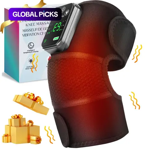 Heated Vibration Knee Massager, 1 Count USB Charging Hot Compress Knee and Shoulder Pad, Multifunctional Portable Rechargeable Heating Pad with Heat Kneading Vibration, Ideal Winter and Christmas Gift #GLOBAL PICKS