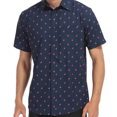 HDE Men's Basics Tropical Floral Printed Hawaiian Short-Sleeve Button-Down Top - Quick-Dry, Water-side Ready Casual Shirt for Men (S-5XL)