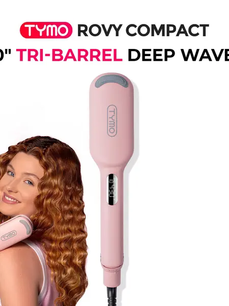 TYMO ROVY COMPACT - 1-Inch Deep Wave Hair Crimper and Curling Wand, Negative-Ionic Ceramic Styling Tool for Smooth Hollywood and Mermaid Waves, Dual Voltage, Lightweight, Anti-Frizz, Travel Friendly