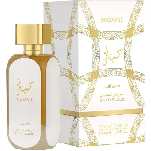 Lattafa Hayaati Gold Elixir Eau De Parfum Spray - 100ml (3.4oz) Aromatic Floral Women Perfumes for Adults, Long Lasting with Citrus, Sandalwood, Vanilla Scents, Signature Women's Fragrance, Fragrances Perfumes, Long Lasting Perfume